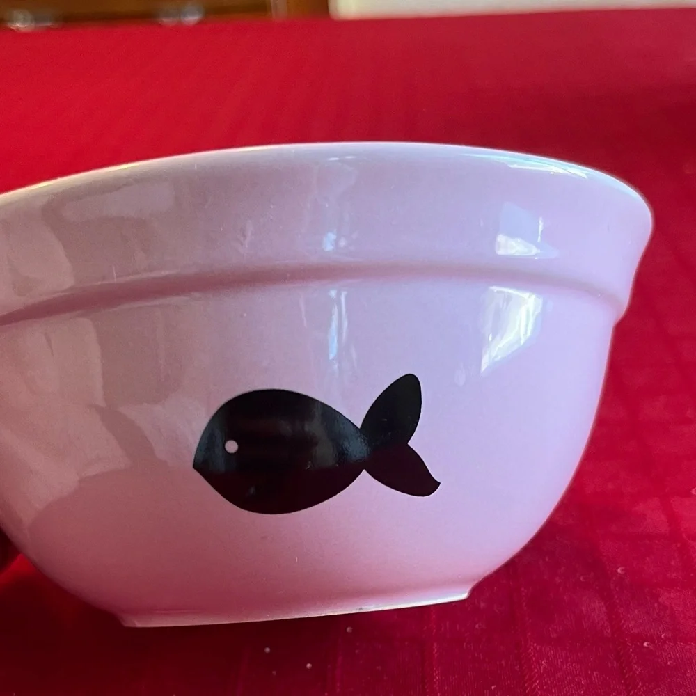 Cat ceramic food water bowl adorable pink by Fido’s Dinner